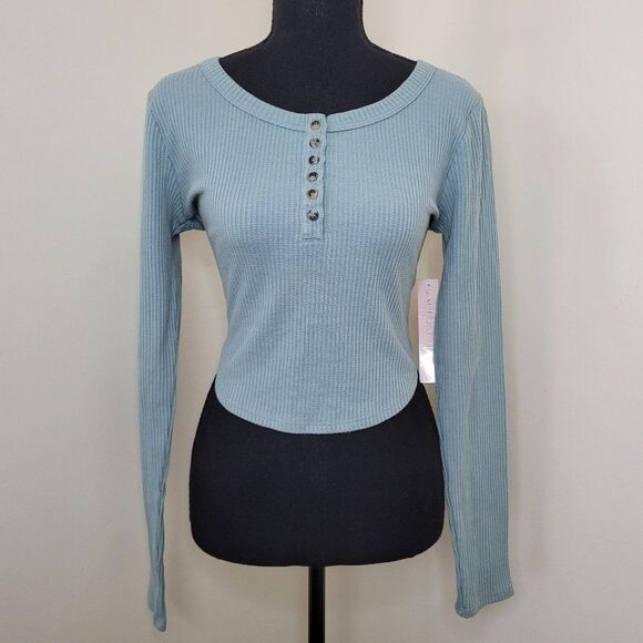 Crave Fame Juniors' Half Buttoned Top - Picture 1 of 3